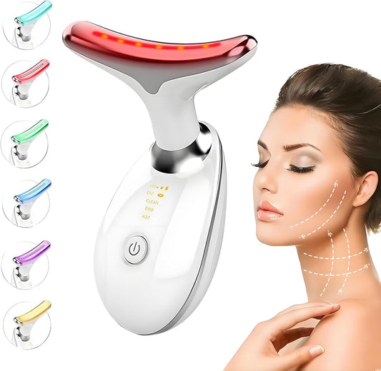 Facial and Neck Massager Red Light for Face Beauty 7 in 1 Color Led Facial Sculptor Device Neck Chin Sculptor Lifting Device Face Vibrating Massager Tool...