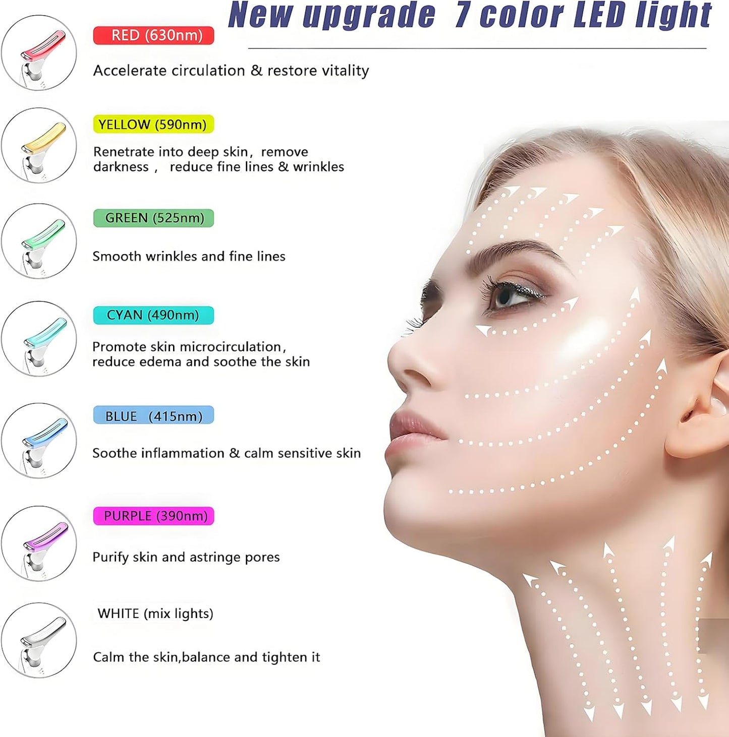 Facial and Neck Massager Red Light for Face Beauty 7 in 1 Color Led Facial Sculptor Device Neck Chin Sculptor Lifting Device Face Vibrating Massager Tool...