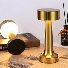 SPARC LIGHTS® 3 LED Color Changing Dumbell (Touch Sensor) Table Lamp in a (Gold) Finish Metalic Body