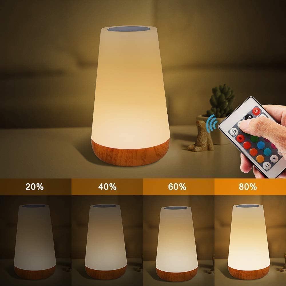 Night Light Lamp,Amouhom LED Table Touch Lamps for Bedroom- Small Bedside Lamp for Baby Warm White Light with Remote Control Kids Lamp for Living Room Adults Table Lamp for Office Gifts for Girls Boys