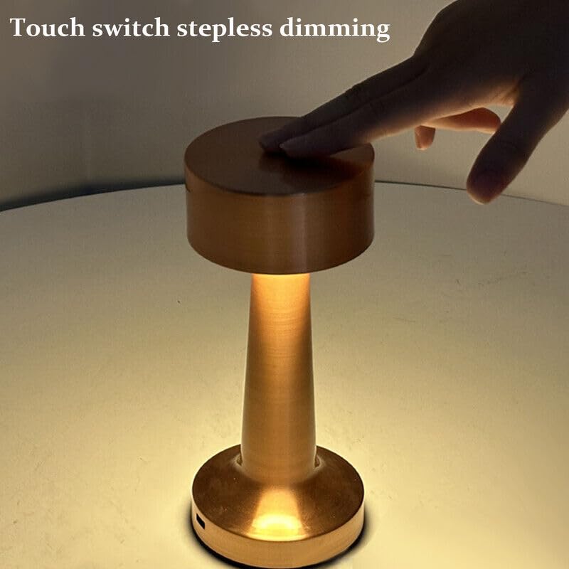 SPARC LIGHTS® 3 LED Color Changing Dumbell (Touch Sensor) Table Lamp in a (Gold) Finish Metalic Body