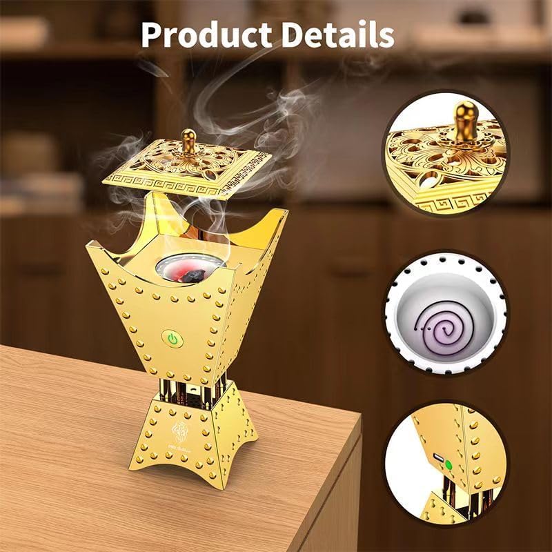 Electronic Incense Burner, Rechargeable USB Arabic Incense Burner Electric Aromatherapy Machine Muslim Incense Holder for Car and Home