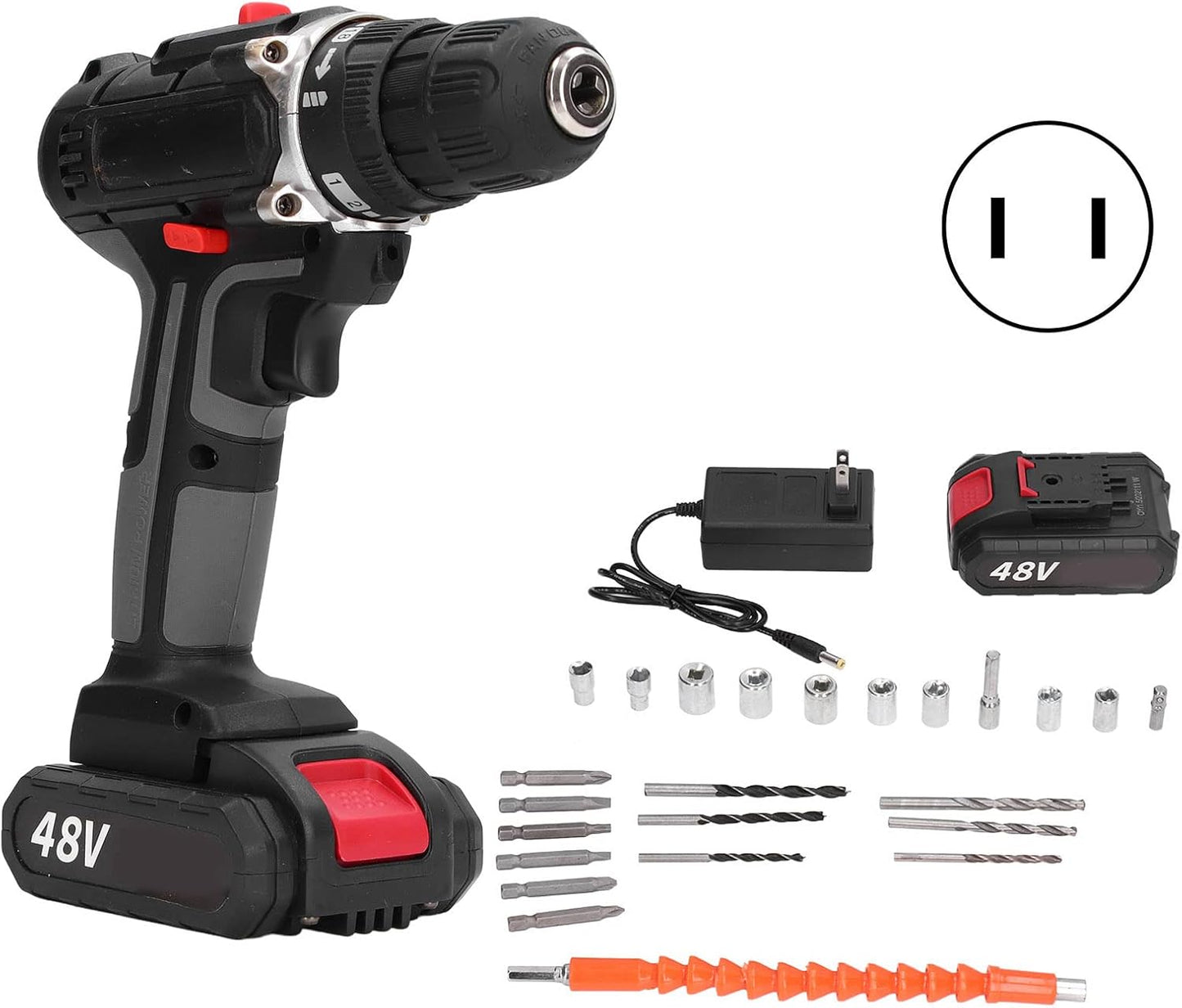 Cordless Drill Set 48V Household Power Drill Kit ABS PVC Electric Screwdriver Drilling Tool AC 100‑240V