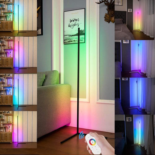 NEW Smart RGB Floor Lamp, LED Floor Lamp Ambient Background Light, Modern Minimalism Color Changing LED Dimmable Torchiere, Black, 142cm, UK Plug, 20W Cool for Living Room, Bedroom and Play Room DIY