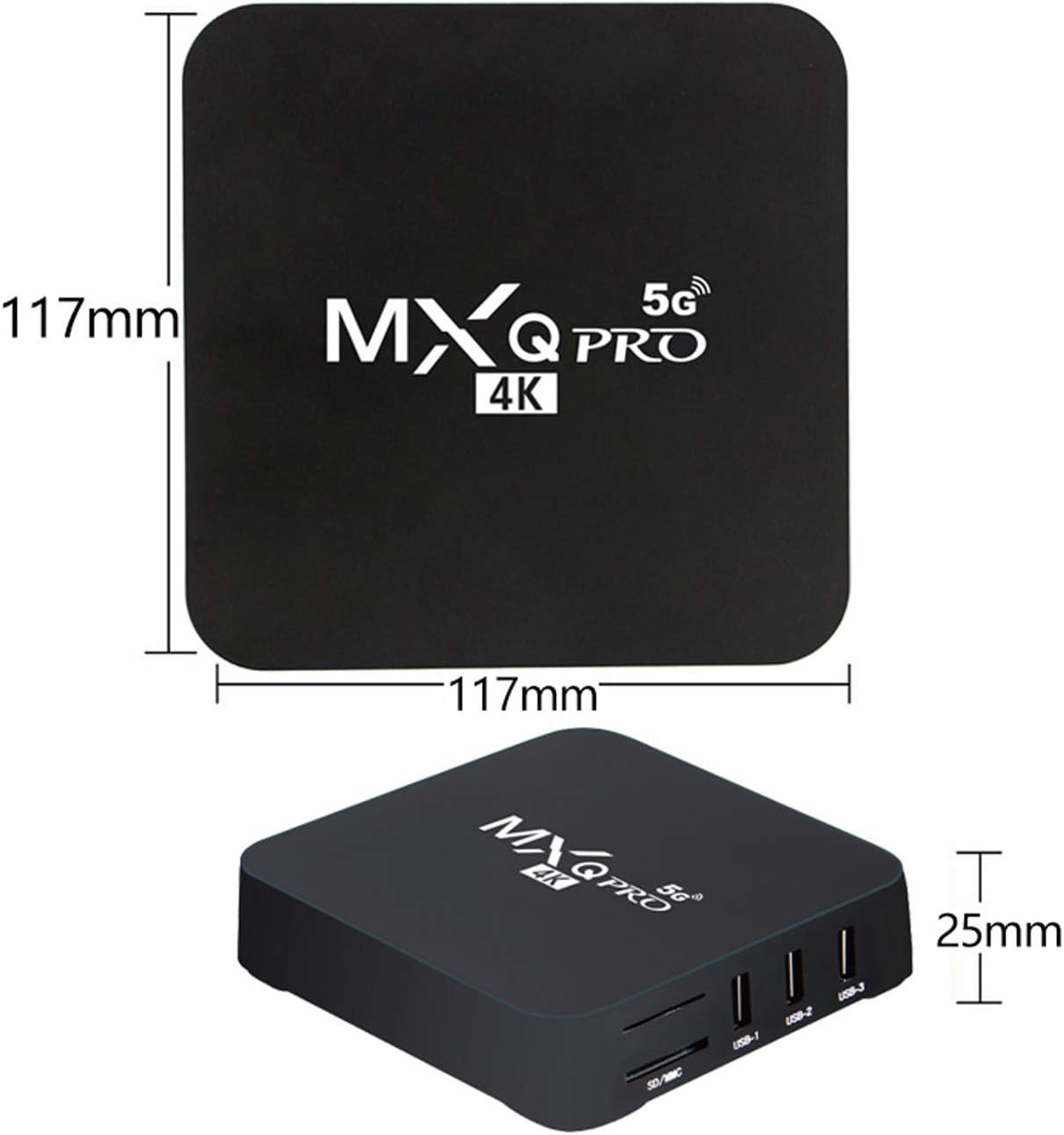 MXQ Pro 5G Android 13.1 TV Box 2024 Upgraded Ram 2GB ROM 16GB Android Smart Box H.265 HD 3D Dual Band 2.4G/5.8G WiFi Quad Core Smart Home Media Player