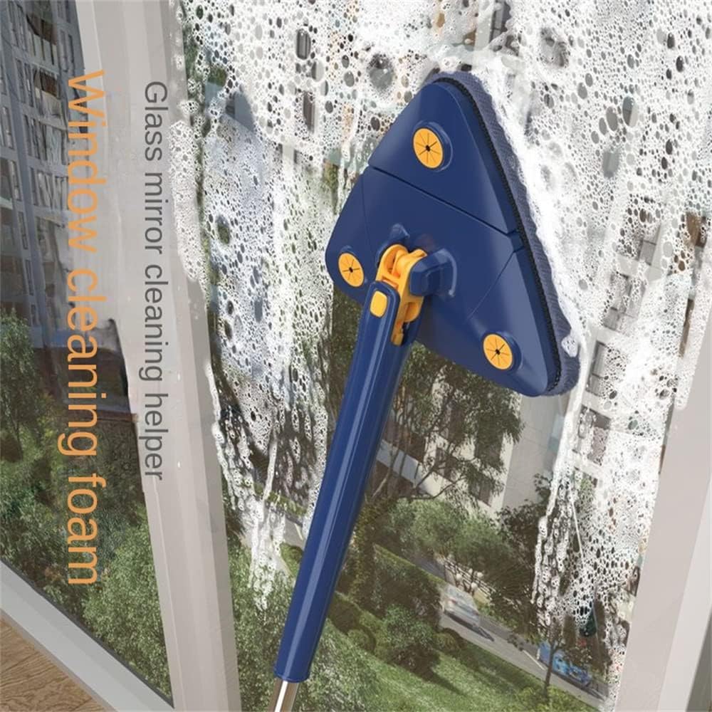 360 Degree Rotatable Adjustable Cleaning Mop - Imitation Hand Twist Quick Dry Mop, Extendable Triangle Mop 360° Rotatable Adjustable 130 cm Cleaning Mop -Blue