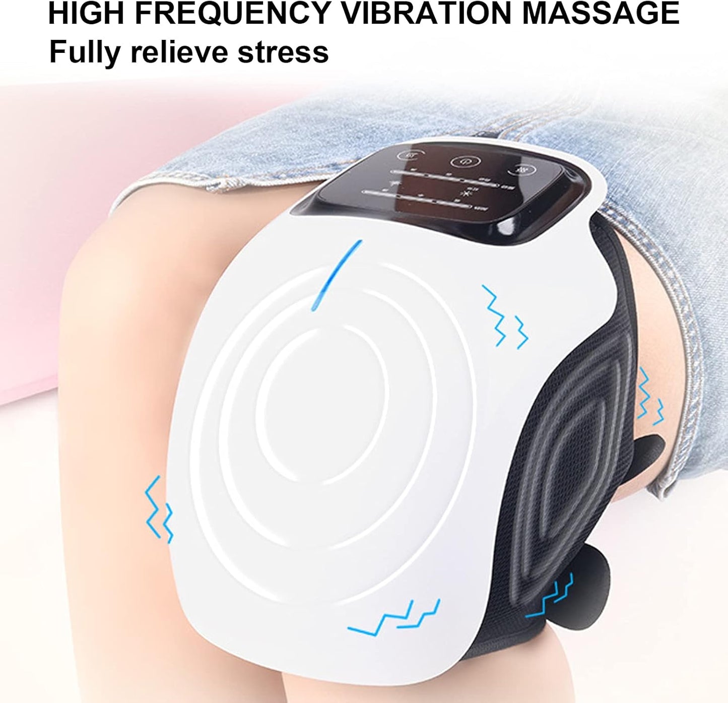 Intelligent Knee Massager, Electric Knee Massager, Pain Relief Knee Orthotic Wrapping Machine with Red Light Hot Compress + Vibration Massage Function