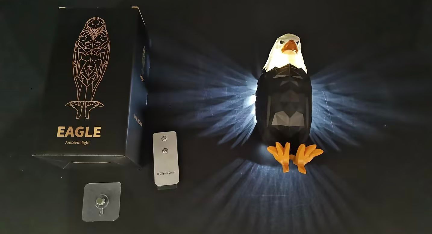 Eagle Wall Light, American Eagle Night Light with Remote Control, Magnetic Wall Mounted Eagle Lamp for Bedroom, Living Room, Hallway, Battery Operated and Removable Charging Eagle Light