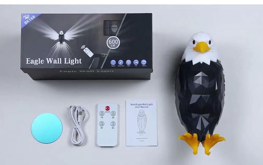 Eagle Wall Light, American Eagle Night Light with Remote Control, Magnetic Wall Mounted Eagle Lamp for Bedroom, Living Room, Hallway, Battery Operated and Removable Charging Eagle Light