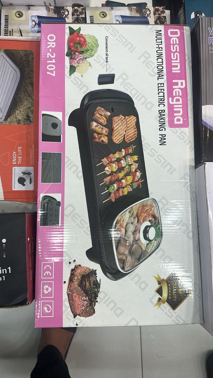 Multi-functional 2 in 1 Electric Baking pan Barbecue Grill With Hot pot, Stir-fry Roast Stove Non-stick Large Capacity Separate Temperature For Portable Household kitchen Tools Smokeless Indoor