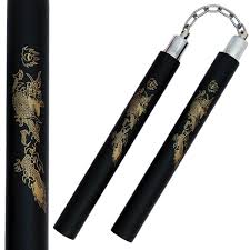 Safe Foam Rubber Training Nunchucks/Nunchakus with Steel Chain (Black), One Size