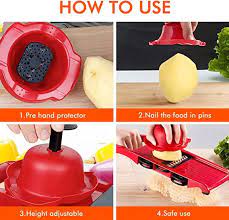 10 in 1 Mandoline Slicer Vegetable Cutter with Stainless Steel Blade Manual Potato Peeler Carrot Cheese Grater Dicer Kitchen Tool-Pink with box